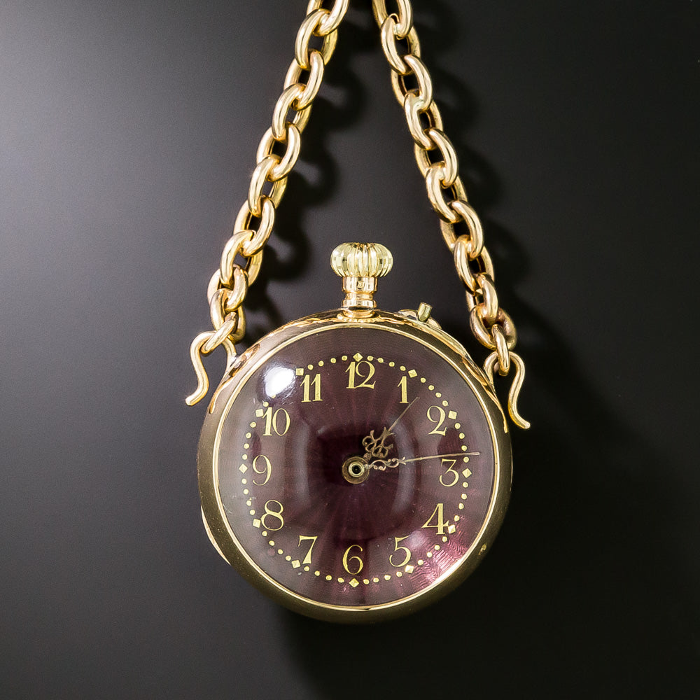 Victorian Enamel Pendant Watch Necklace - 4