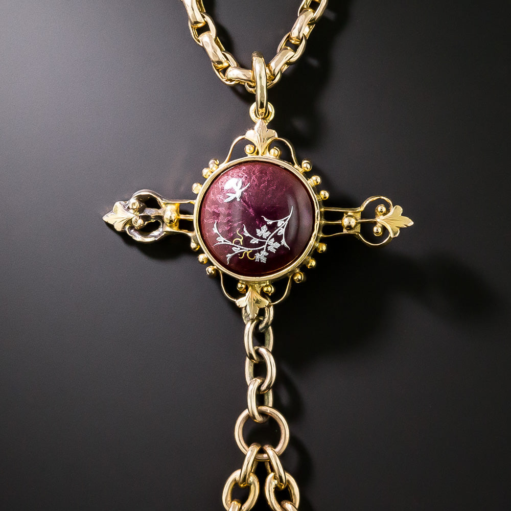 Victorian Enamel Pendant Watch Necklace - 6