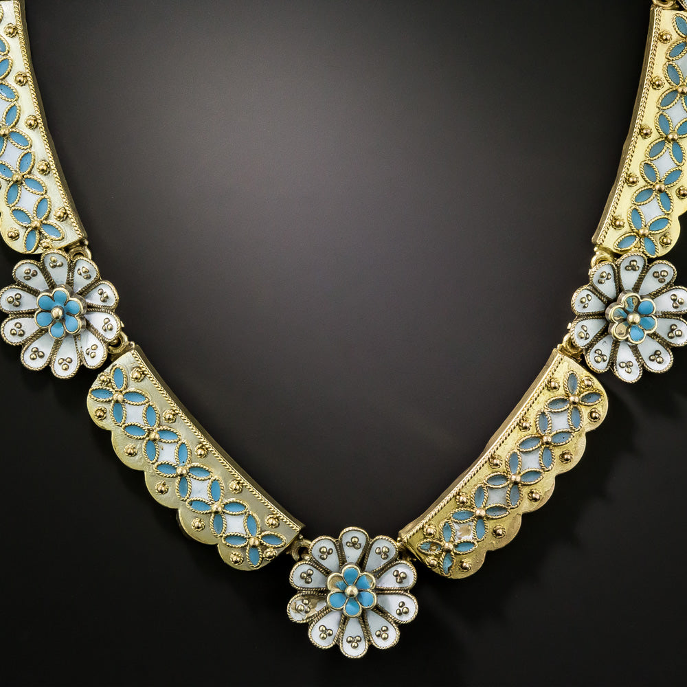 Victorian Enameled Daisy Necklace - 3