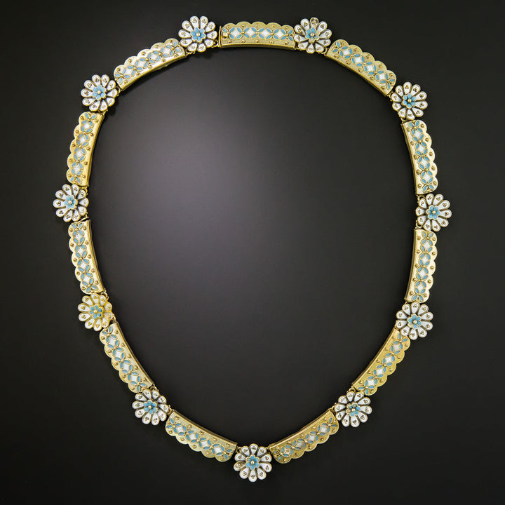 Victorian Enameled Daisy Necklace