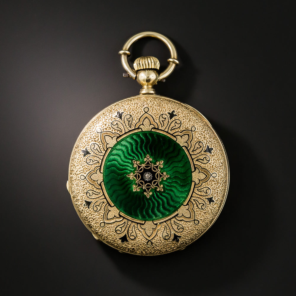 Victorian Enameled Portrait Pocket Watch - 2