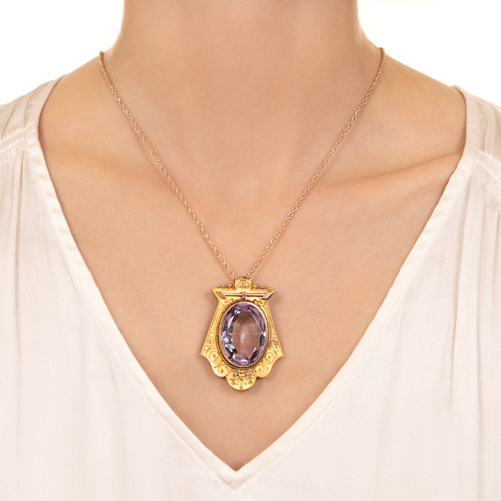 Victorian Etruscan Revival Amethyst Necklace - 4