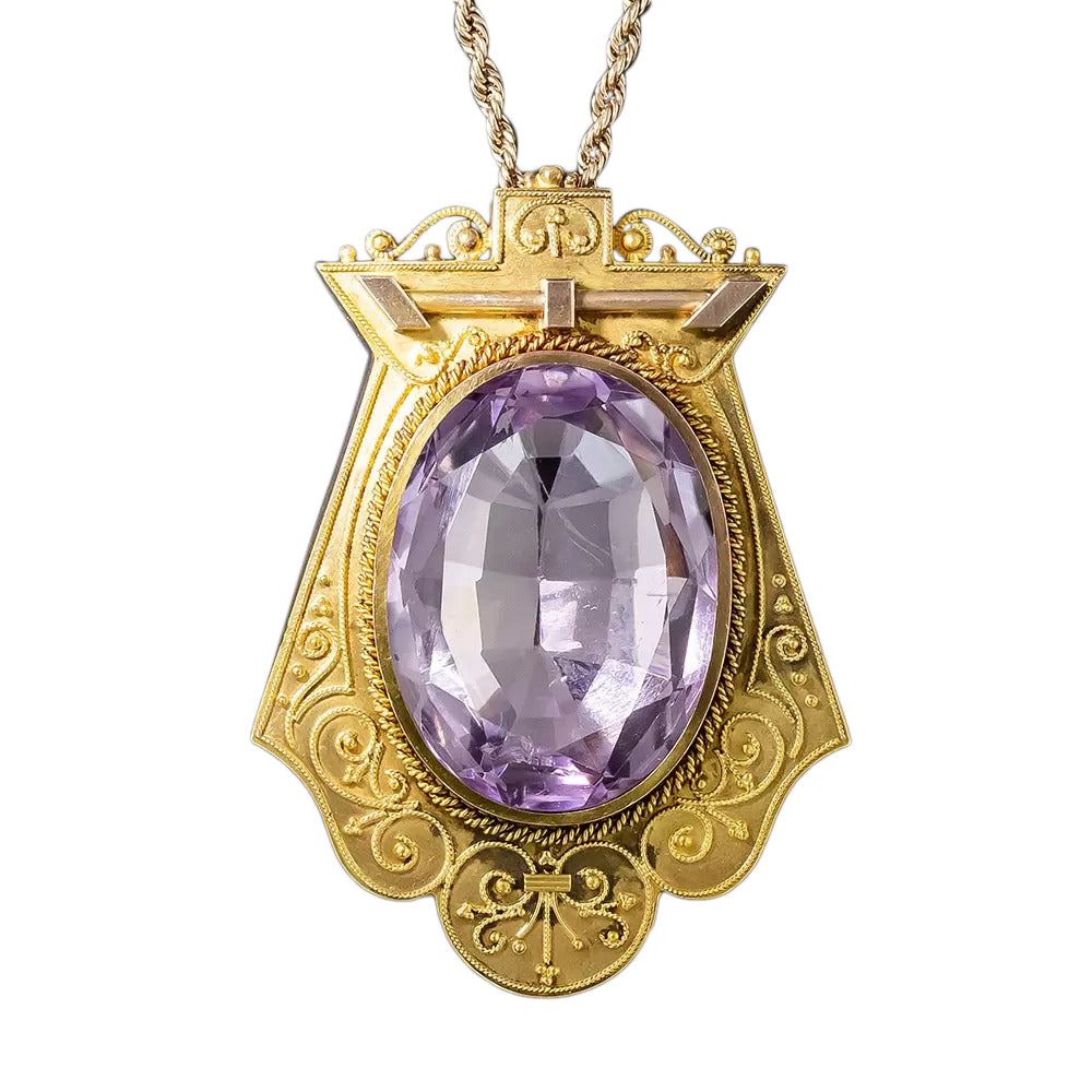 Victorian Etruscan Revival Amethyst Necklace - 4