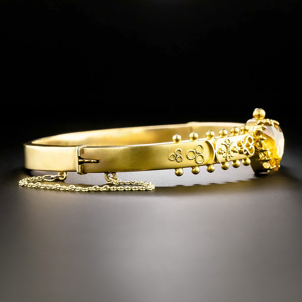 Victorian Etruscan Revival Citrine Heart Bracelet, Circa 1900 - 3