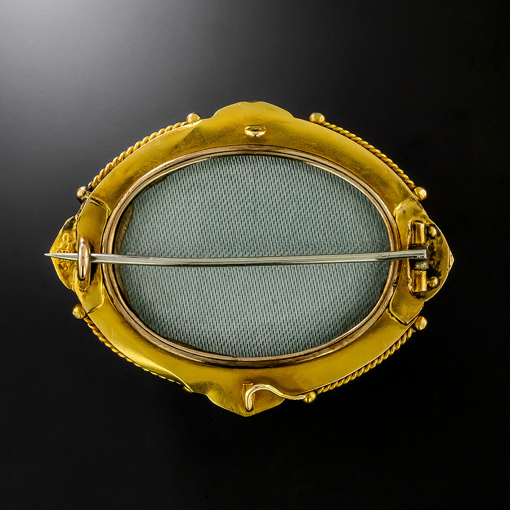 Victorian Etruscan Revival Locket-Backed Brooch - 3