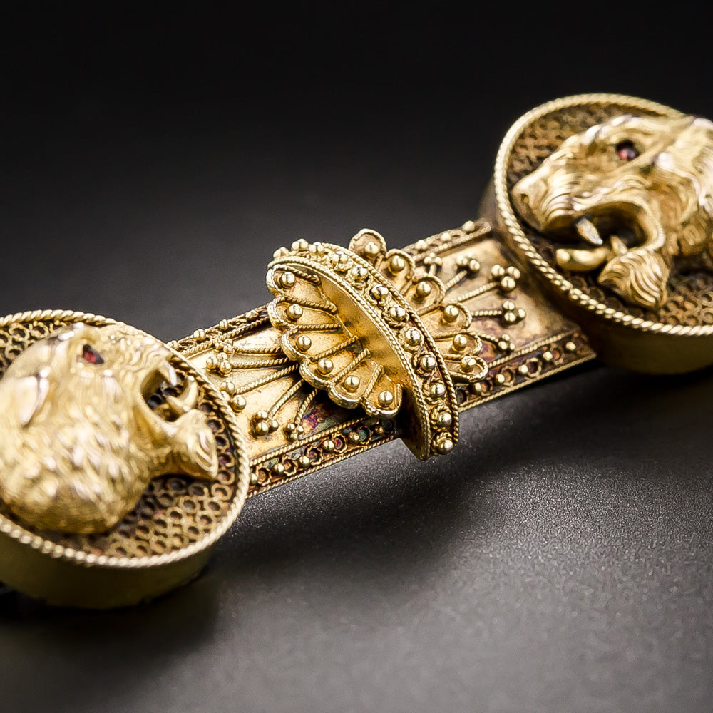 Victorian Etruscan Revival Panthers Pin - 8
