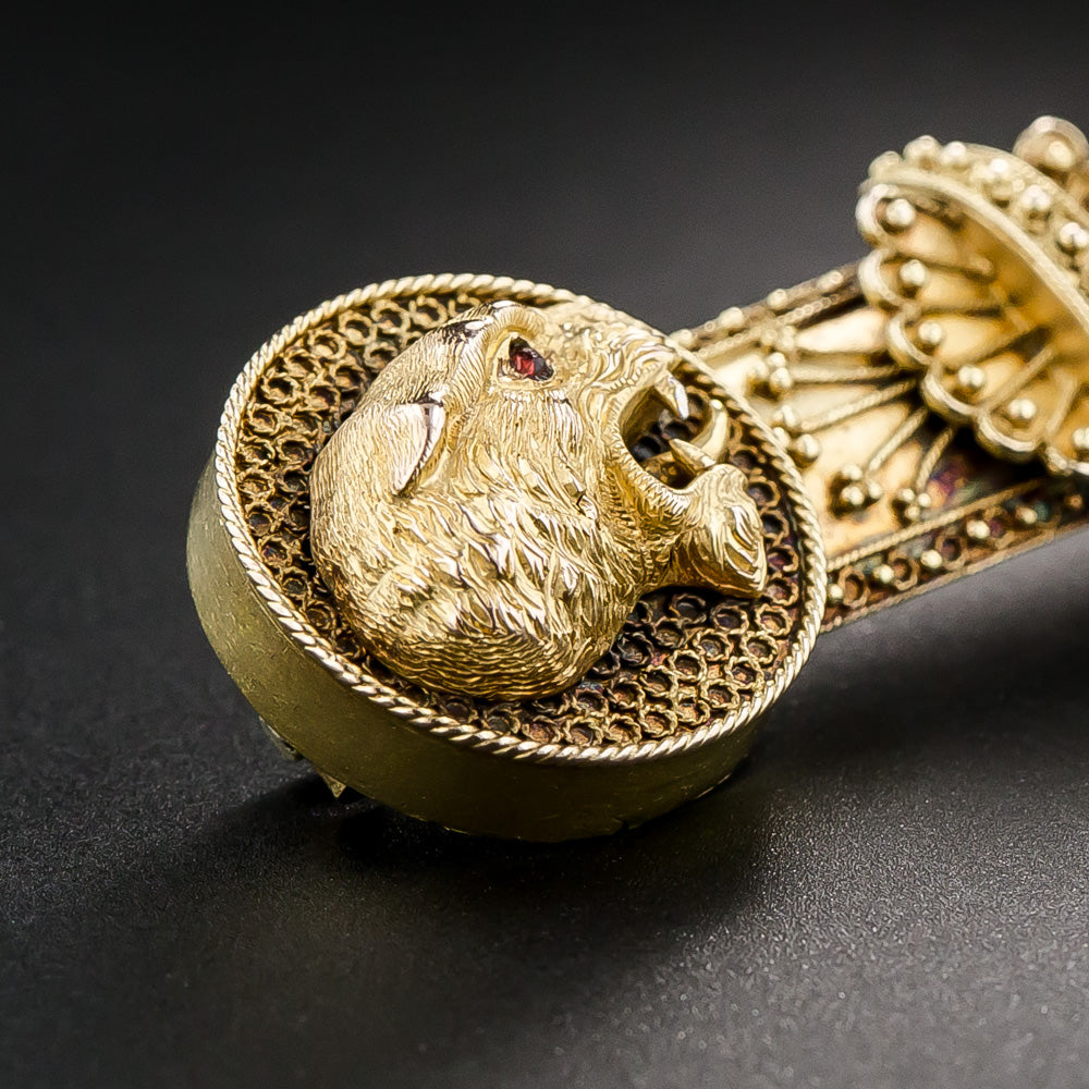 Victorian Etruscan Revival Panthers Pin - 9