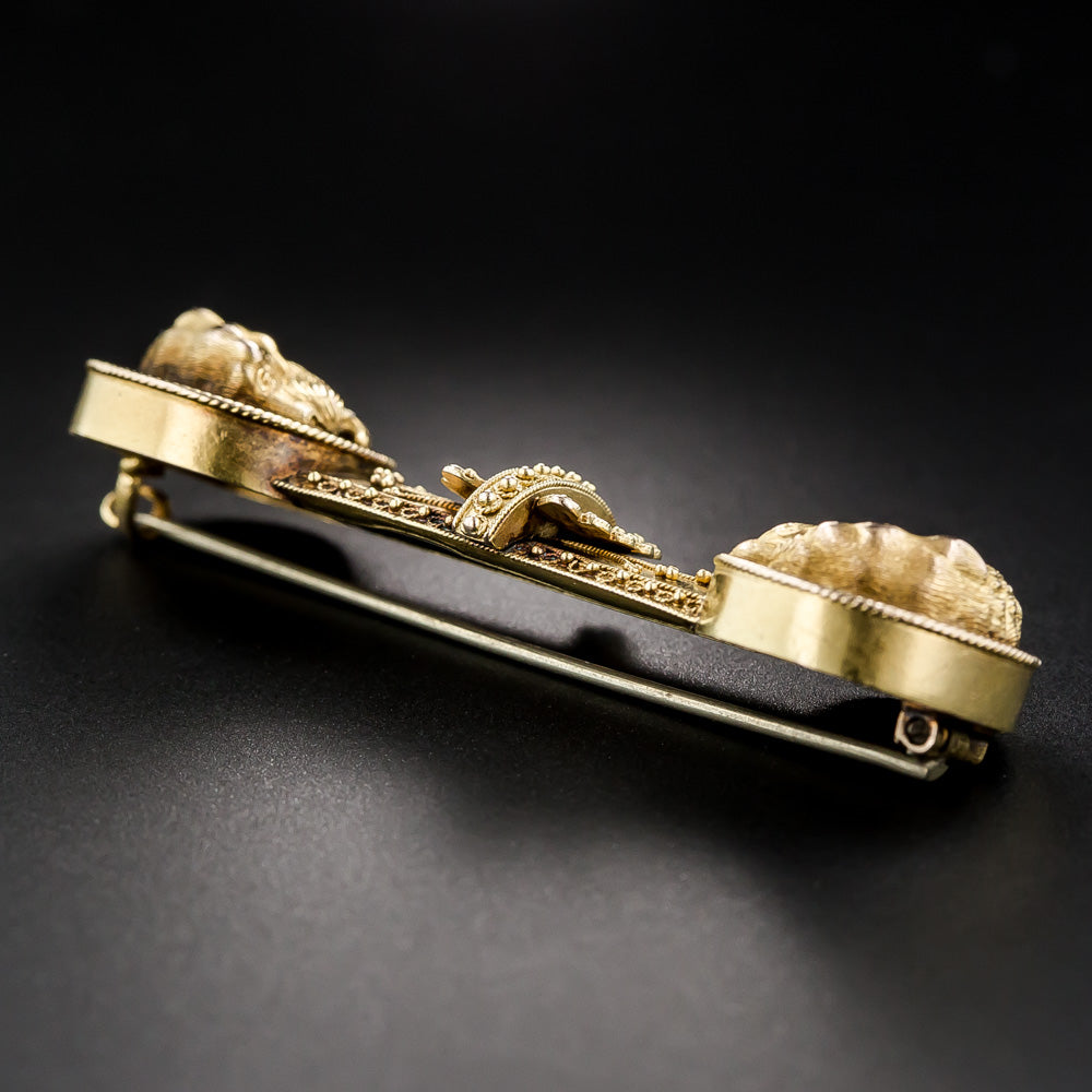 Victorian Etruscan Revival Panthers Pin - 10