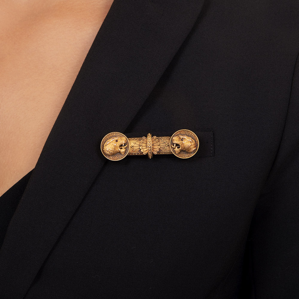 Victorian Etruscan Revival Panthers Pin - 11