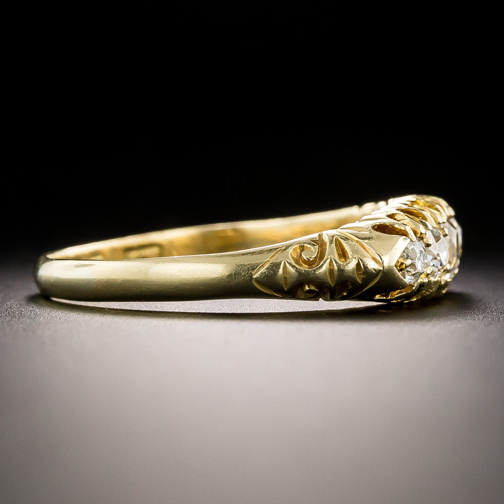 Victorian Five-Stone Diamond Carved Ring - 4