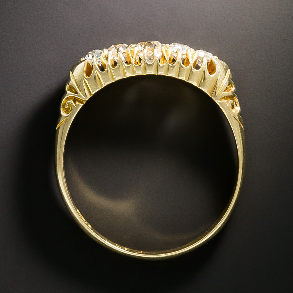 Victorian Five-Stone Diamond Carved Ring - 5