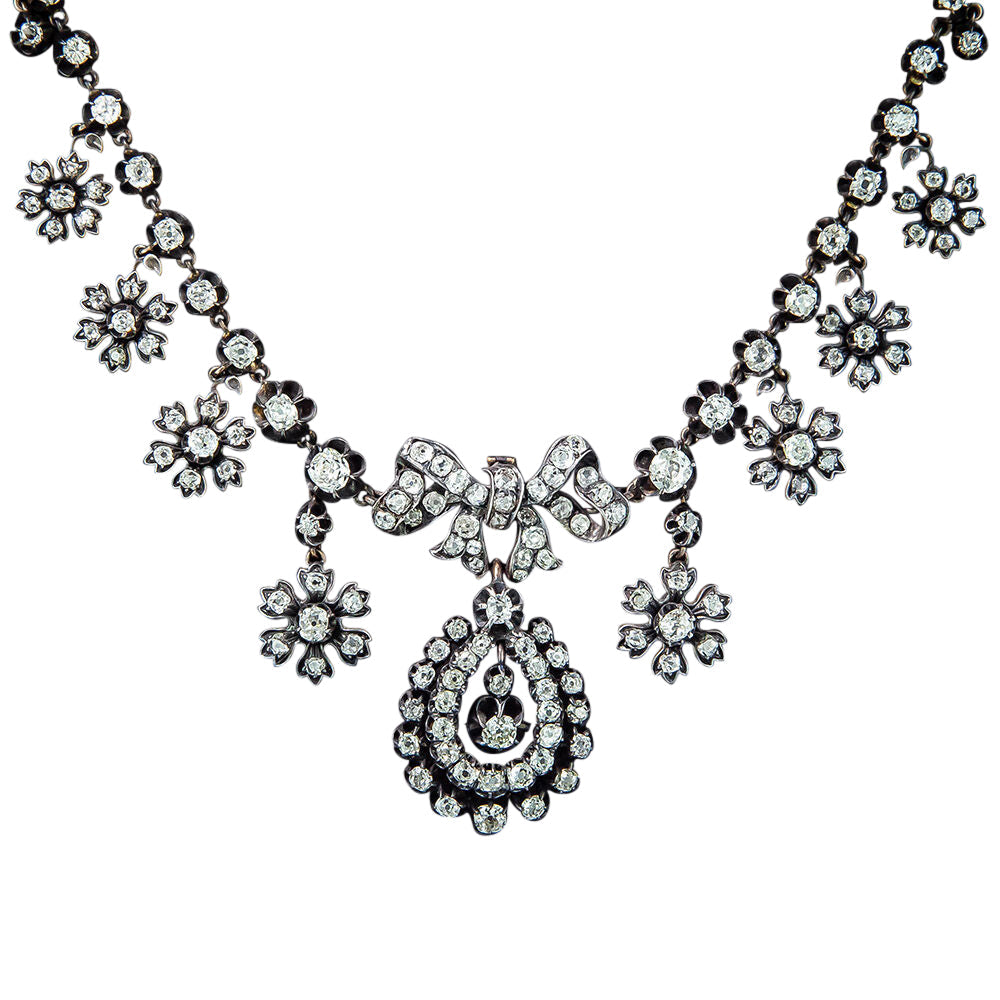 Victorian Floral Diamond Necklace - 4