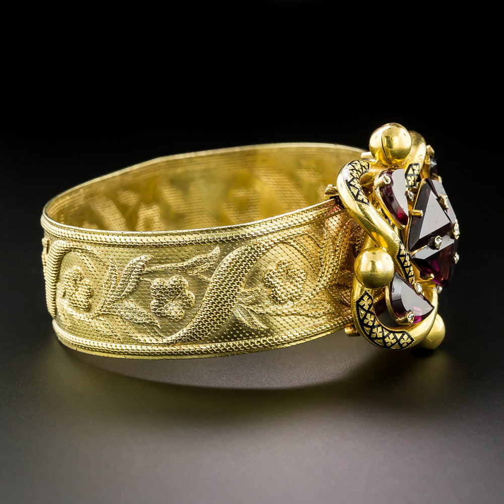 Victorian Garnet and Enamel Knot Slide Bracelet - 3