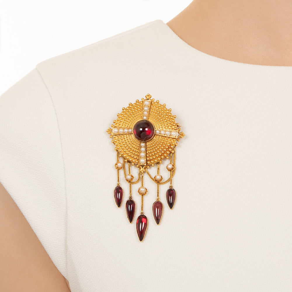 Victorian Garnet and Natural Pearl Pendant/Brooch - 3