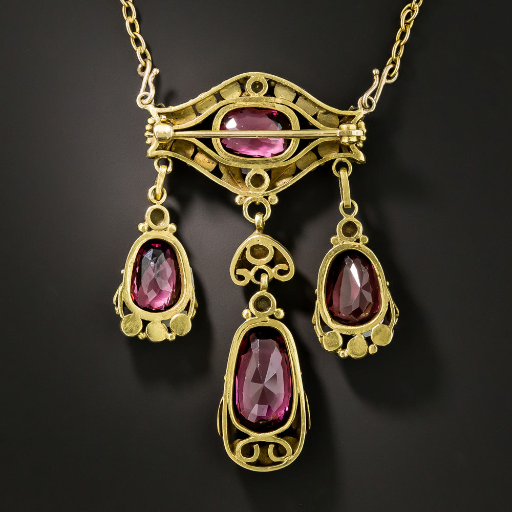 Victorian Garnet and Pearl Necklace/Brooch - 4