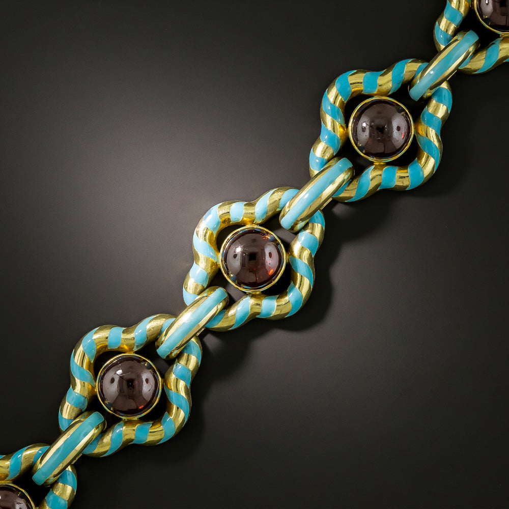 Victorian Garnet and Turquoise Enamel Bracelet - 1