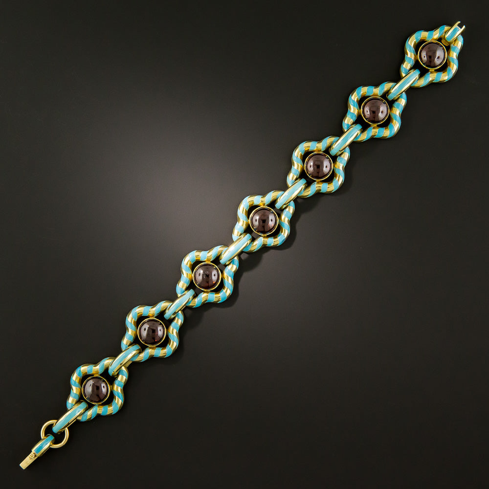 Victorian Garnet and Turquoise Enamel Bracelet - 2