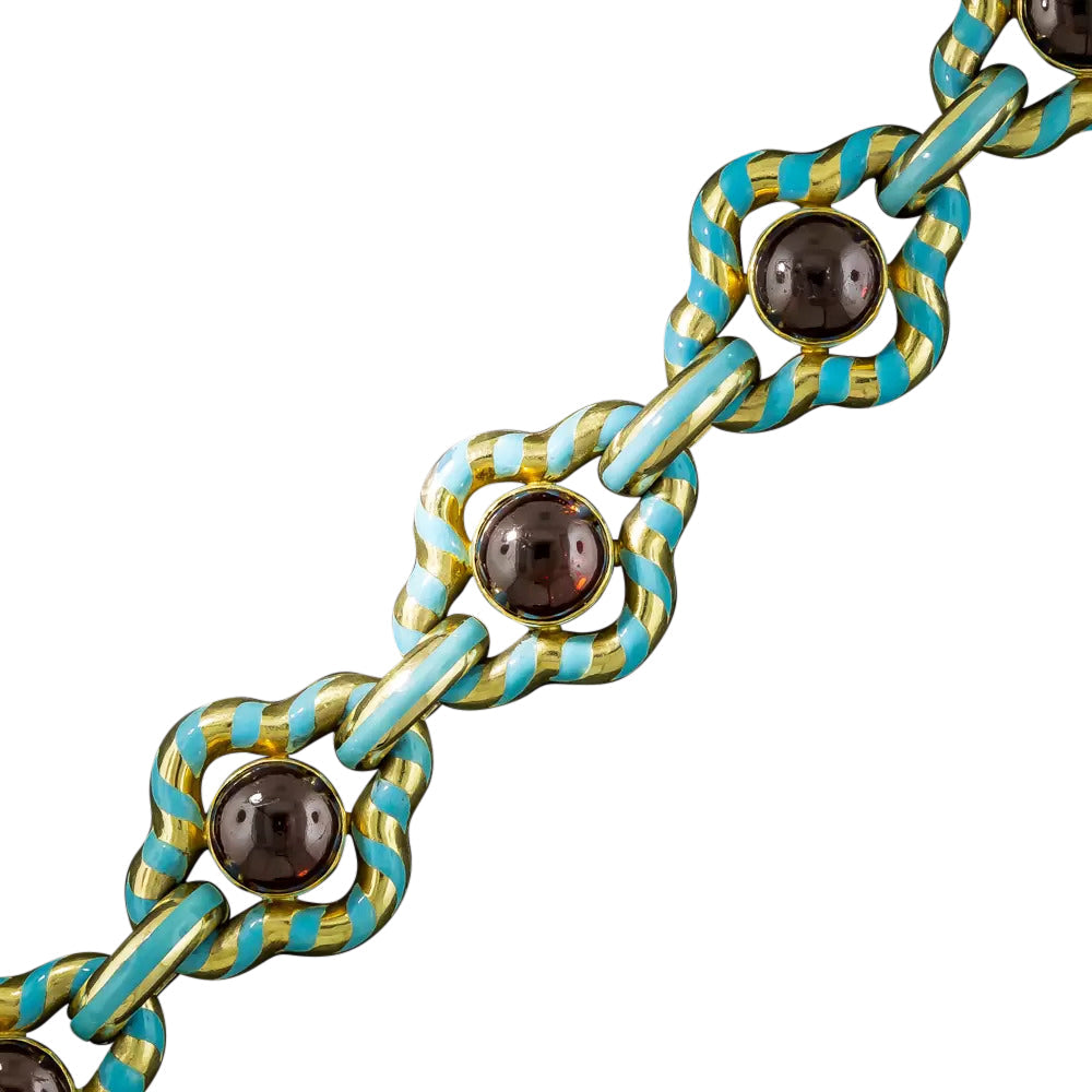 Victorian Garnet and Turquoise Enamel Bracelet - 4