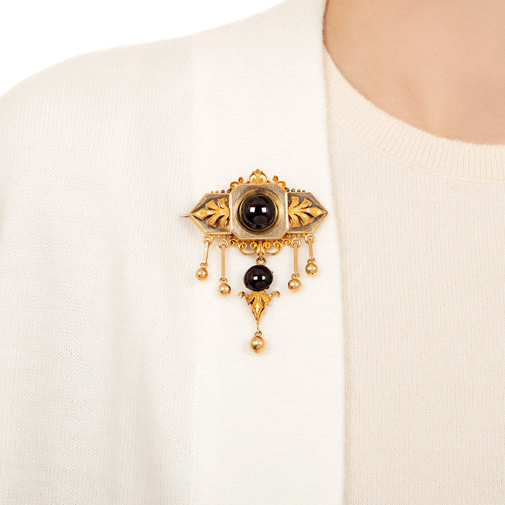 Victorian Garnet Brooch and Earring Suite - 10
