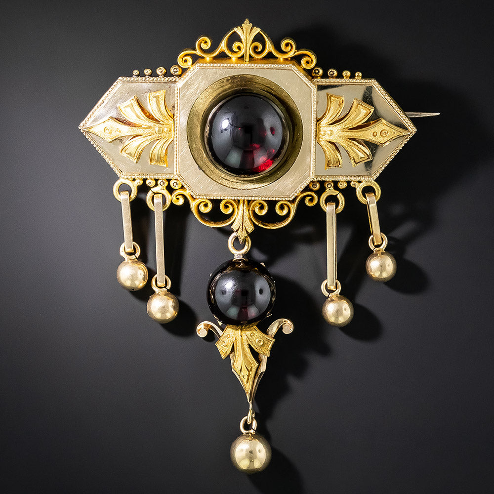 Victorian Garnet Brooch and Earring Suite - 4