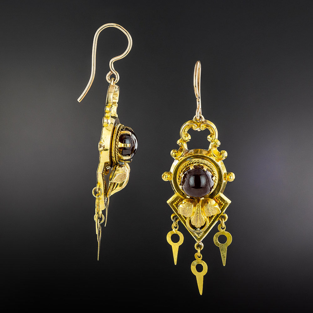 Victorian Garnet Dangle Earrings - 2