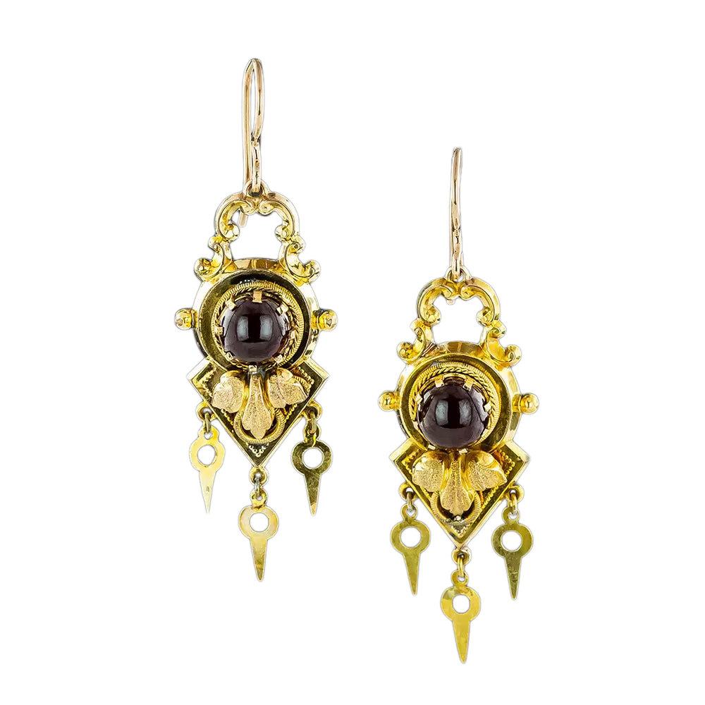 Victorian Garnet Dangle Earrings - 3