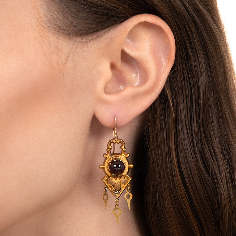 Victorian Garnet Dangle Earrings - 4