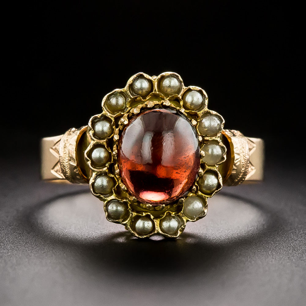 Victorian Garnet Earrings, Brooch and Ring Suite - 4