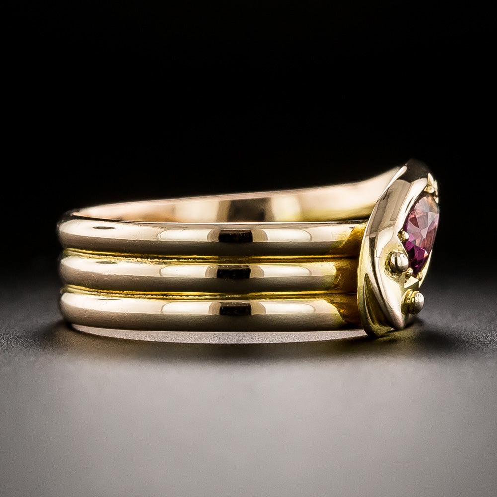 Victorian Garnet Snake Ring - United Kingdom, Circa 1902 - 4