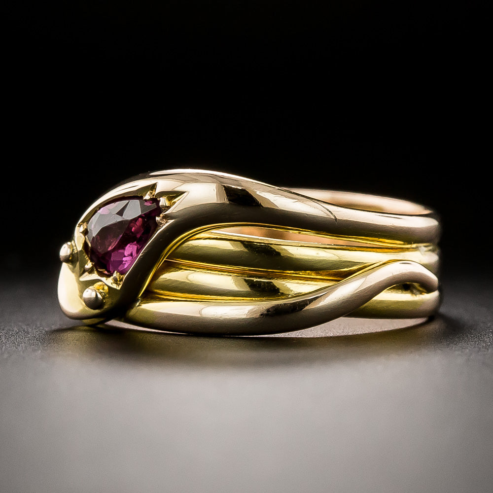 Victorian Garnet Snake Ring - United Kingdom, Circa 1902 - 5