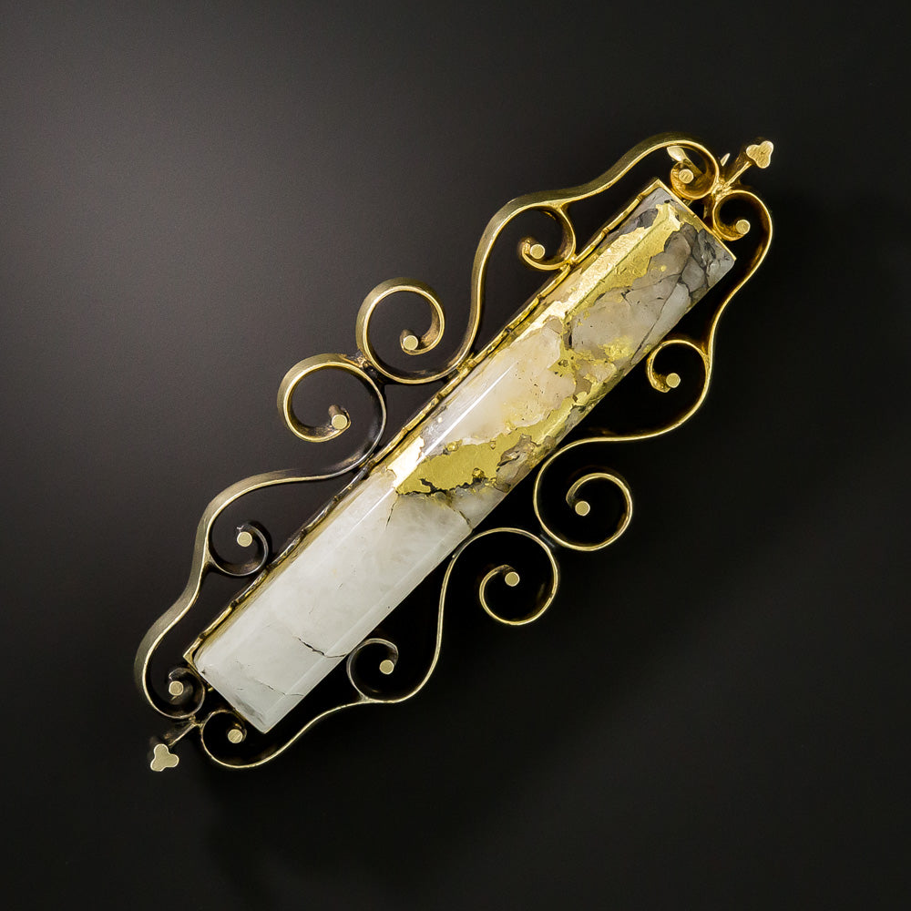 Victorian Gold in Quartz Brooch - 2