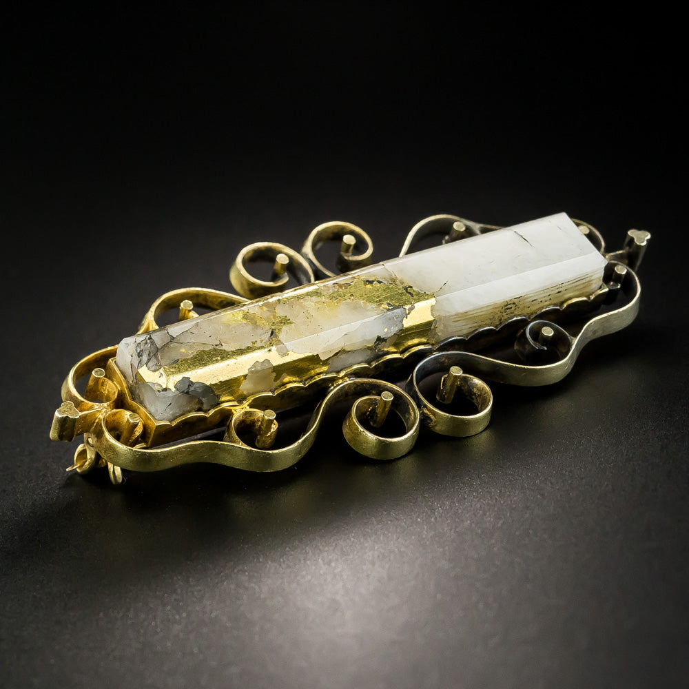 Victorian Gold in Quartz Brooch - 4