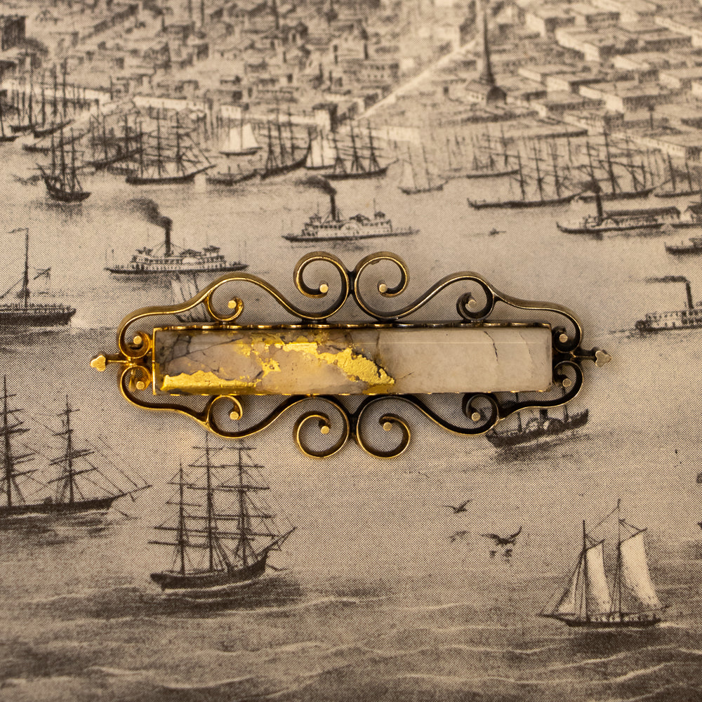 Victorian Gold-in-Quartz Brooch - 4