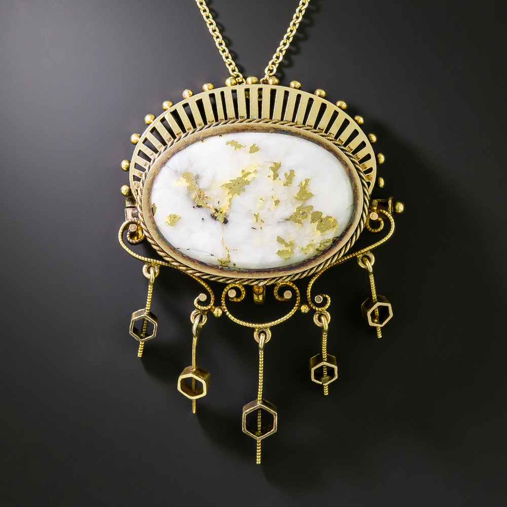 Victorian Gold-in-Quartz Brooch/Pendant - 3