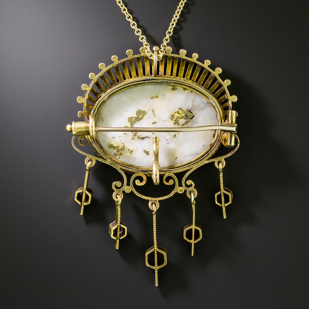 Victorian Gold-in-Quartz Brooch/Pendant - 4
