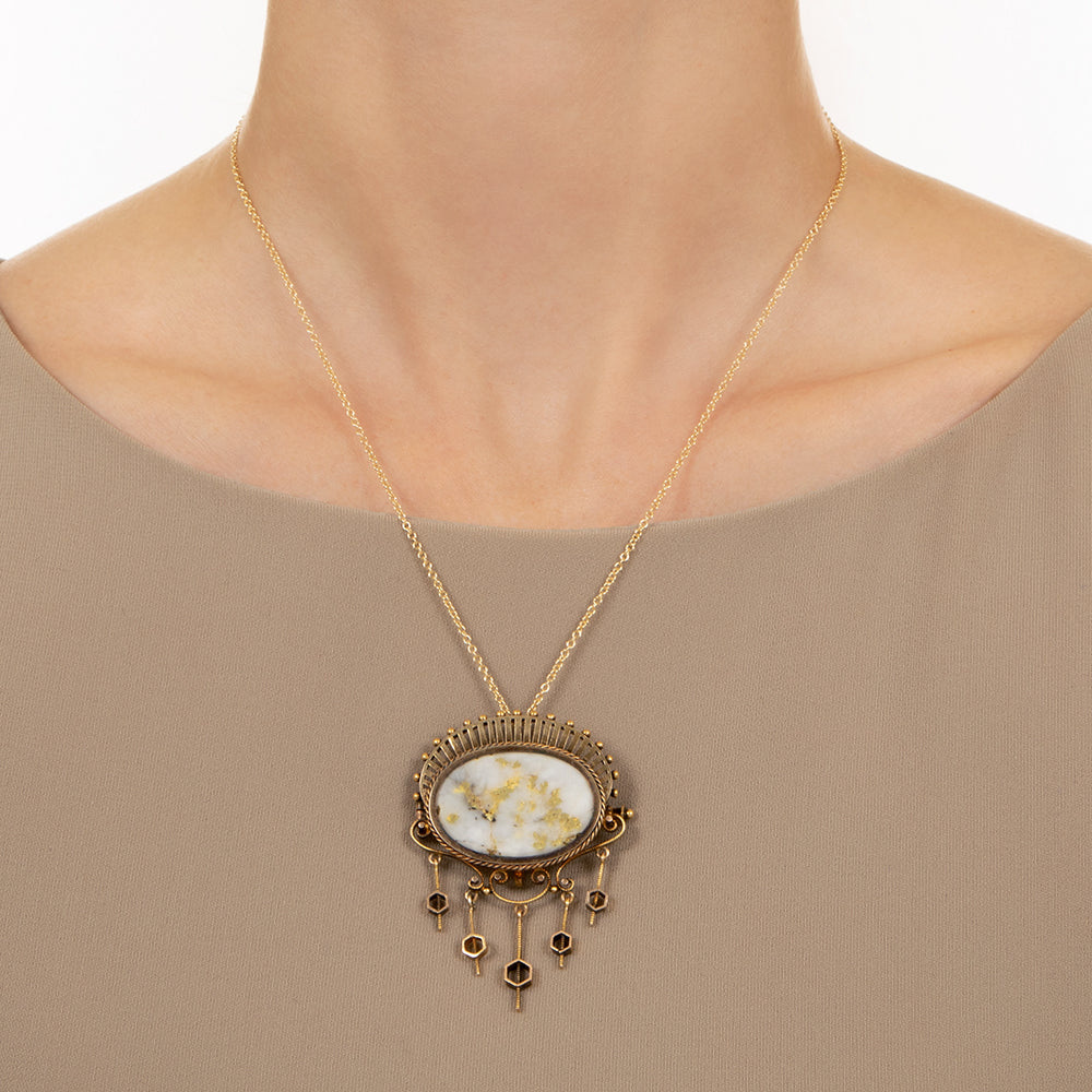 Victorian Gold-in-Quartz Brooch/Pendant - 4