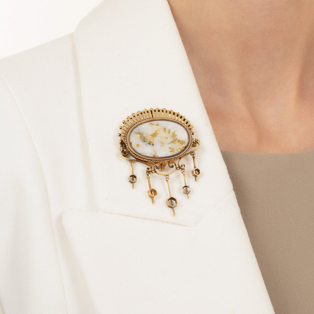 Victorian Gold-in-Quartz Brooch/Pendant - 5