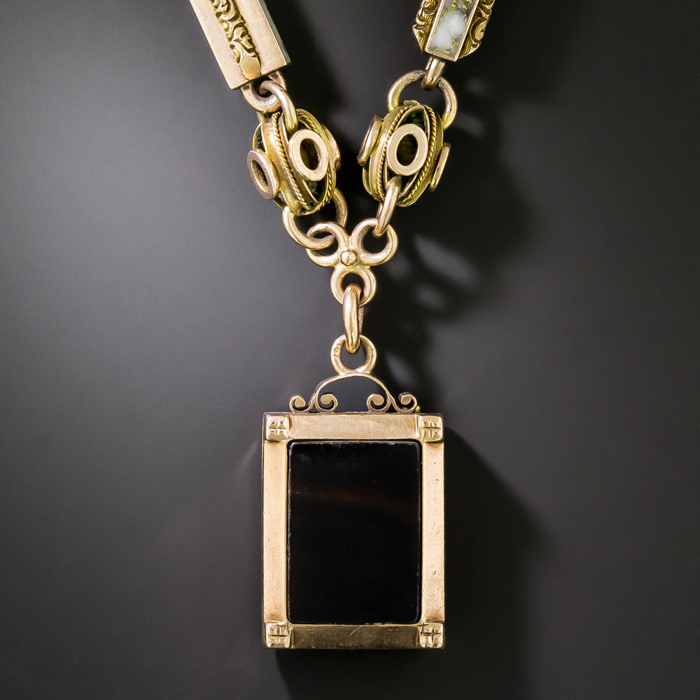 Victorian Gold-in-Quartz Chain and Locket Necklace - 3