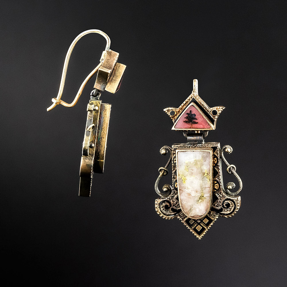 Victorian Gold-in-Quartz Earrings and Matching Necklace/Brooch - 13