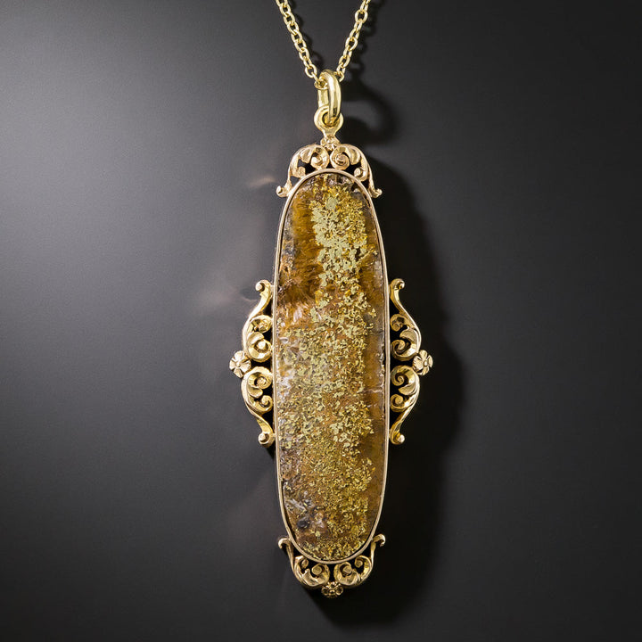 Victorian Gold In Quartz Pendant