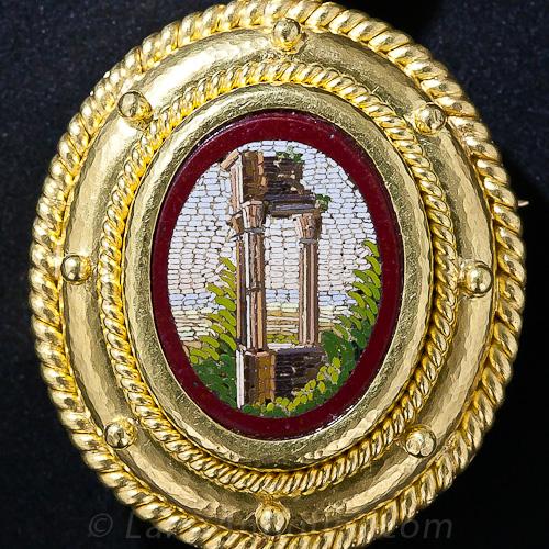Victorian "Grand Tour" Micro-Mosaic Brooch/Enhancer by Elizabeth Locke - 2