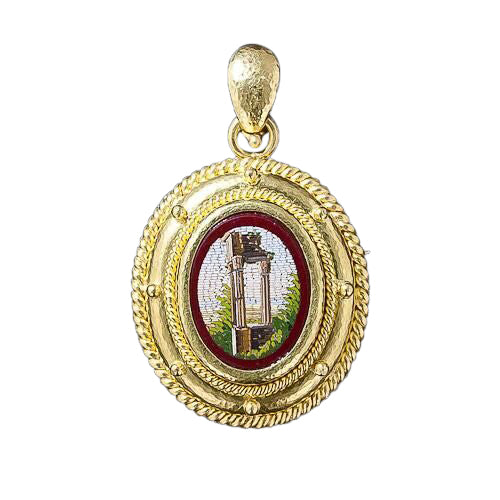 Victorian "Grand Tour" Micro-Mosaic Brooch/Enhancer by Elizabeth Locke - 6