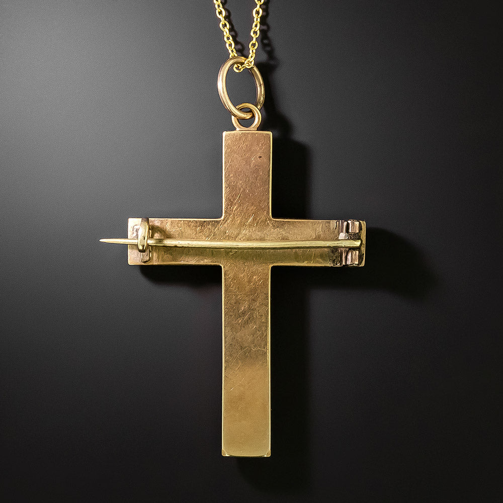 Victorian Hair-work Cross Pendant/Pin  - 2