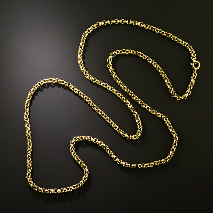 Victorian Handmade 18K Rolo Chain, 26 1/2 Inches