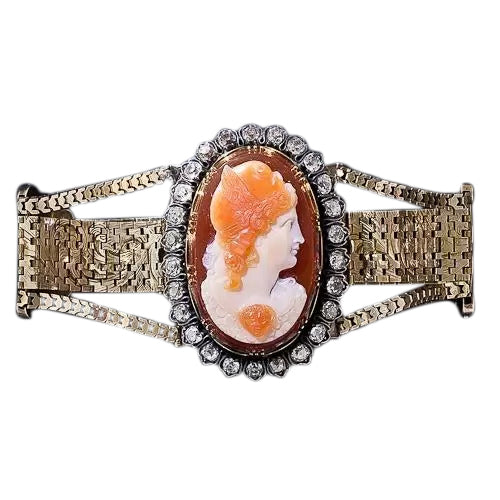 Victorian Hard Stone Cameo and Diamond Bracelet/Pendant - 17