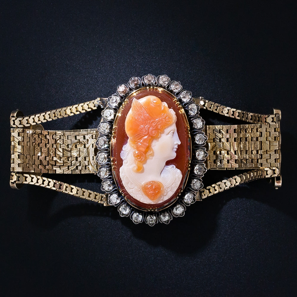 Victorian Hard Stone Cameo and Diamond Bracelet/Pendant - 8