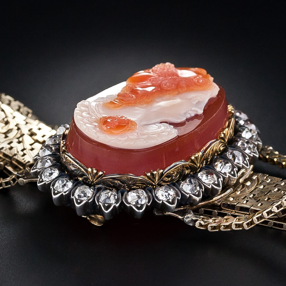 Victorian Hard Stone Cameo and Diamond Bracelet/Pendant - 9