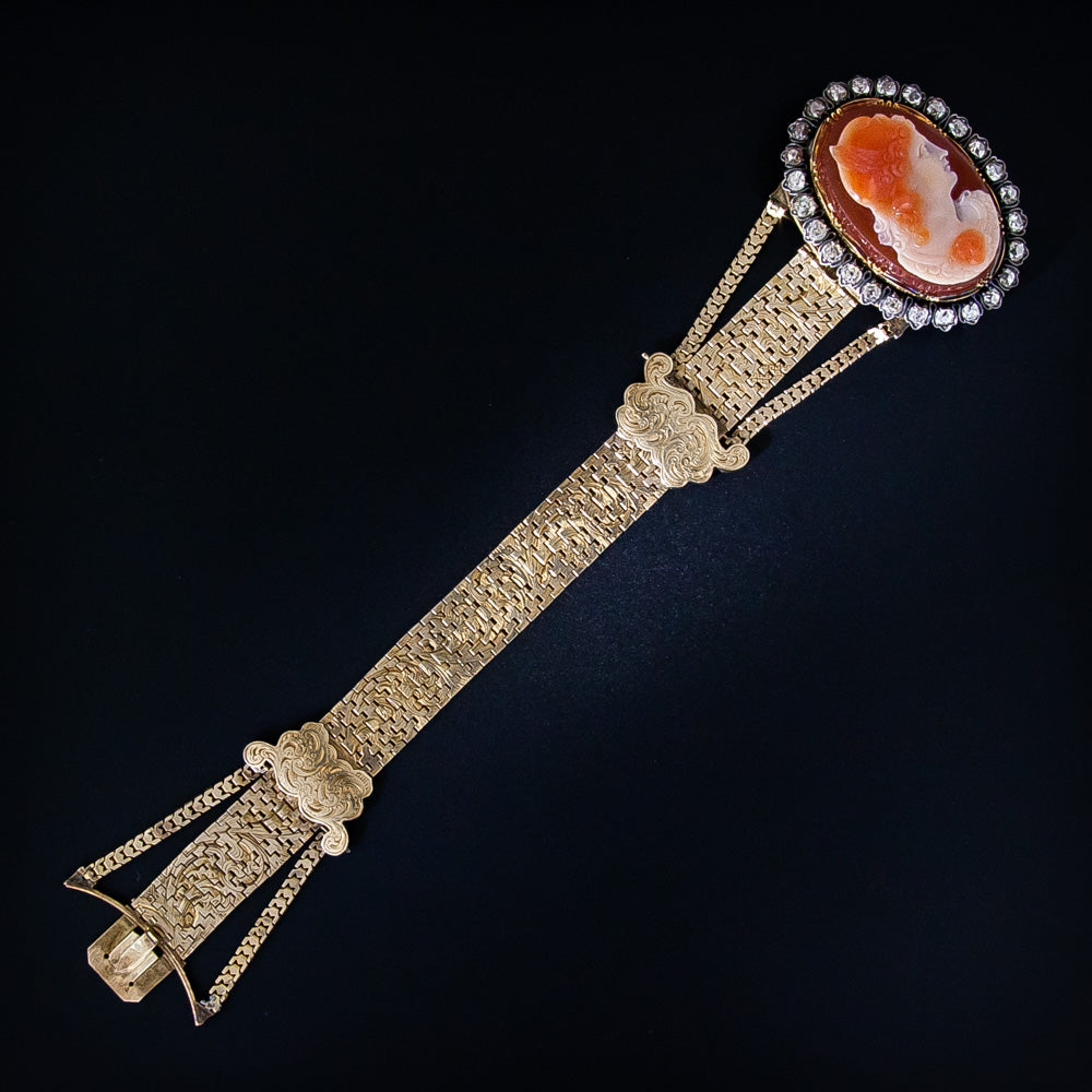 Victorian Hard Stone Cameo and Diamond Bracelet/Pendant - 10