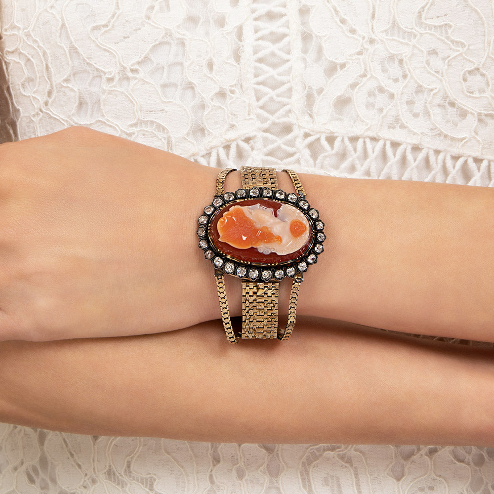 Victorian Hardstone Cameo and Diamond  Bracelet/Brooch - 10