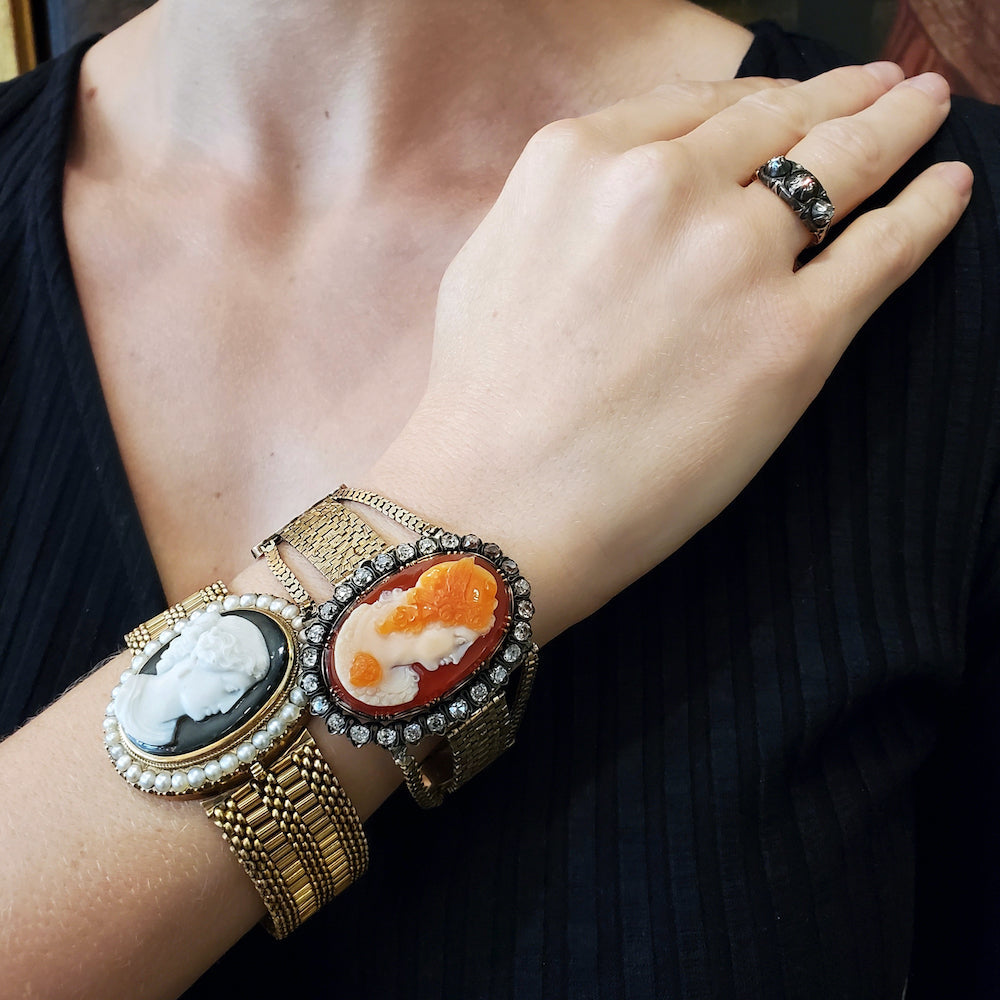 Victorian Hardstone Cameo and Diamond  Bracelet/Brooch - 10